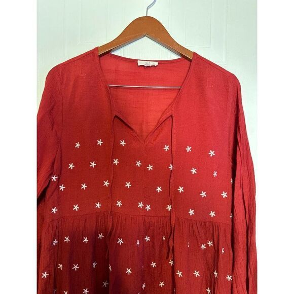 Entro NWOT Maroon Red Blouse Too With Embroidery  Size Small - Picture 6 of 12